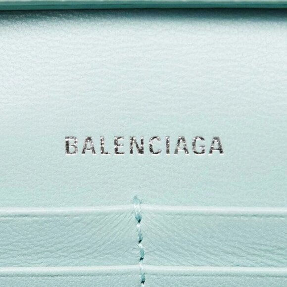 Balenciaga Light Green Croc Embossed Leather Soft Hourglass Wallet On Chain Bag - Picture 11 of 12